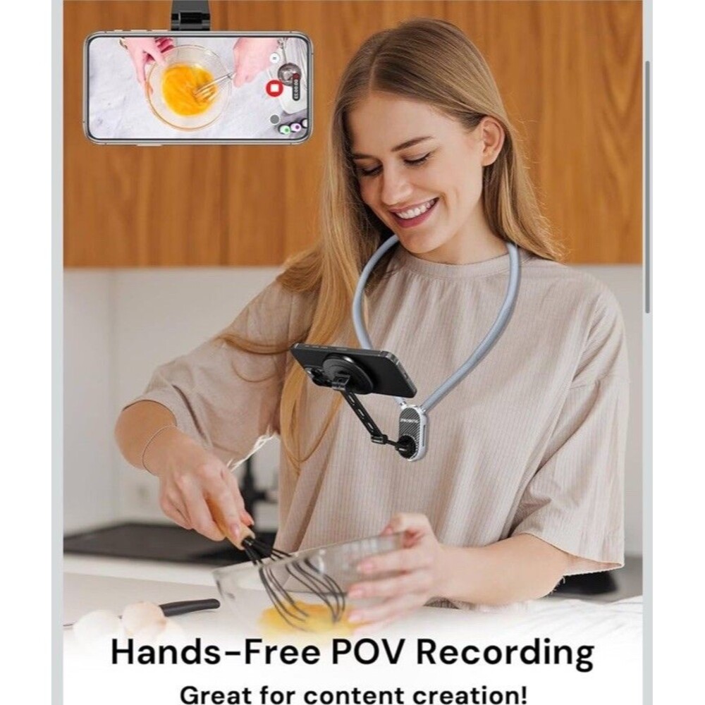 Magnetic Neck Holder for Action Camera & Phone, Hands Free Tripod GP-16(Black)